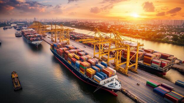 Sea freight vessel loading